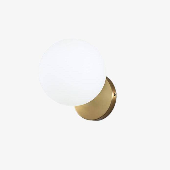 Aplique LED com design de bola de vidro e suporte redondo dourado