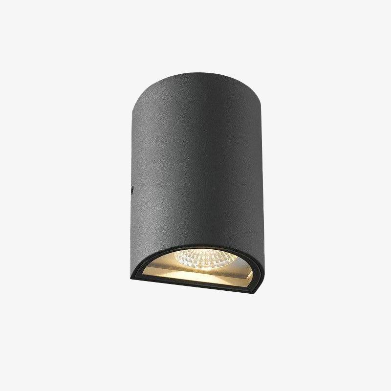 Aplique LED para exterior com design arredondado em alumínio (preto ou cinza)