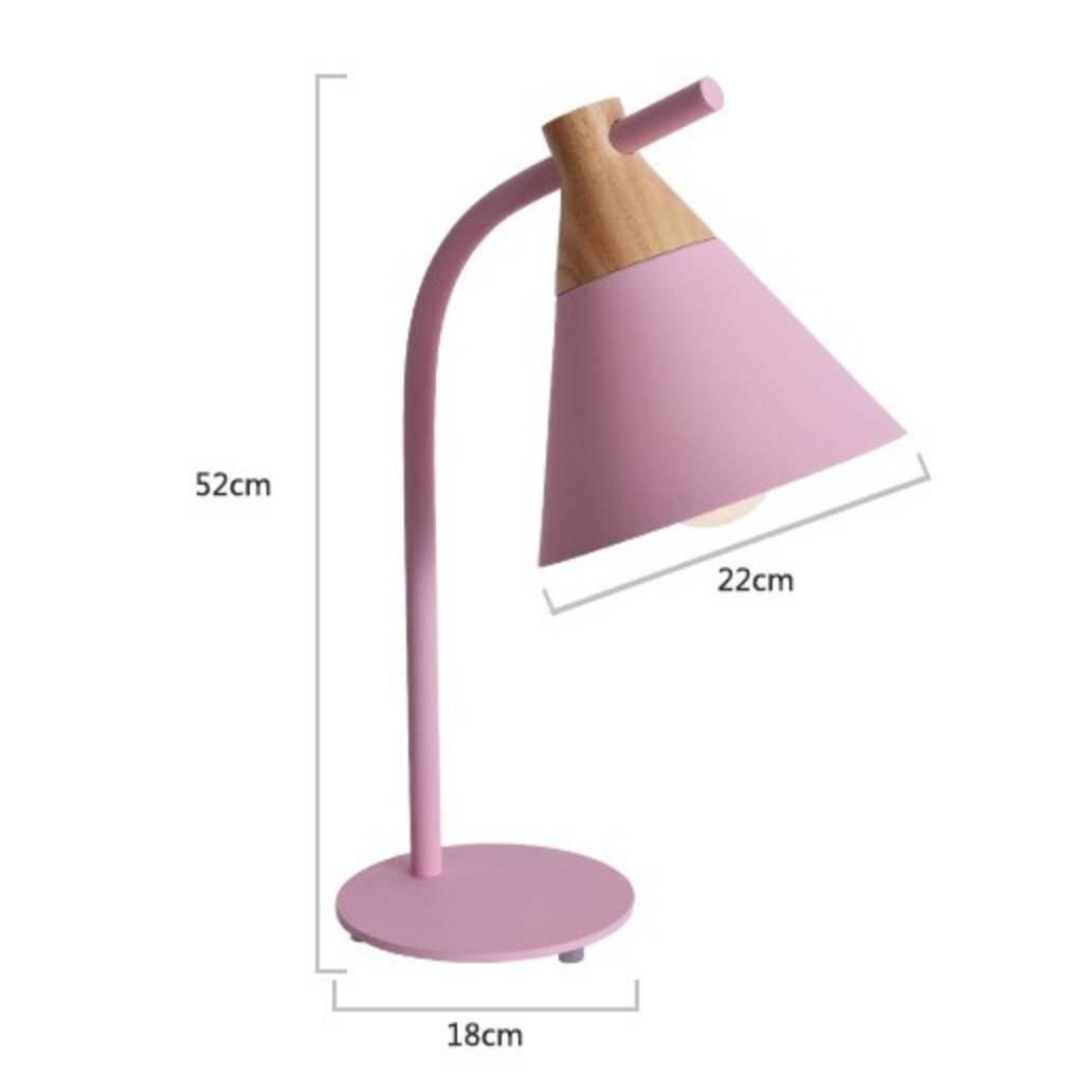 Mesa ou abajur LED colorido de madeira e metal