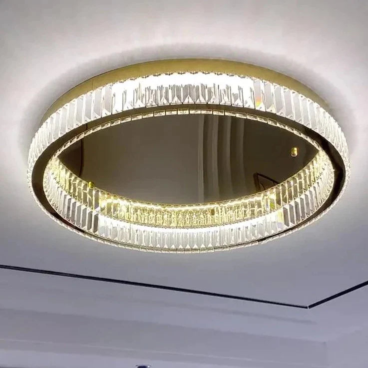 Luz de teto LED dourada redonda de luxo moderno