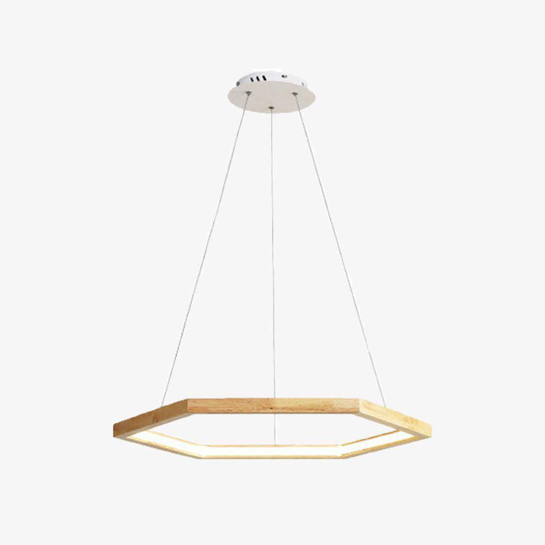 Lustre LED hexagonal de madeira de design