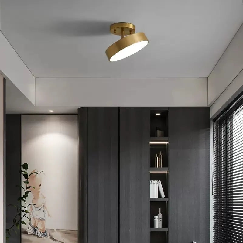vestiário de luz de teto LED redondo simples de cobre