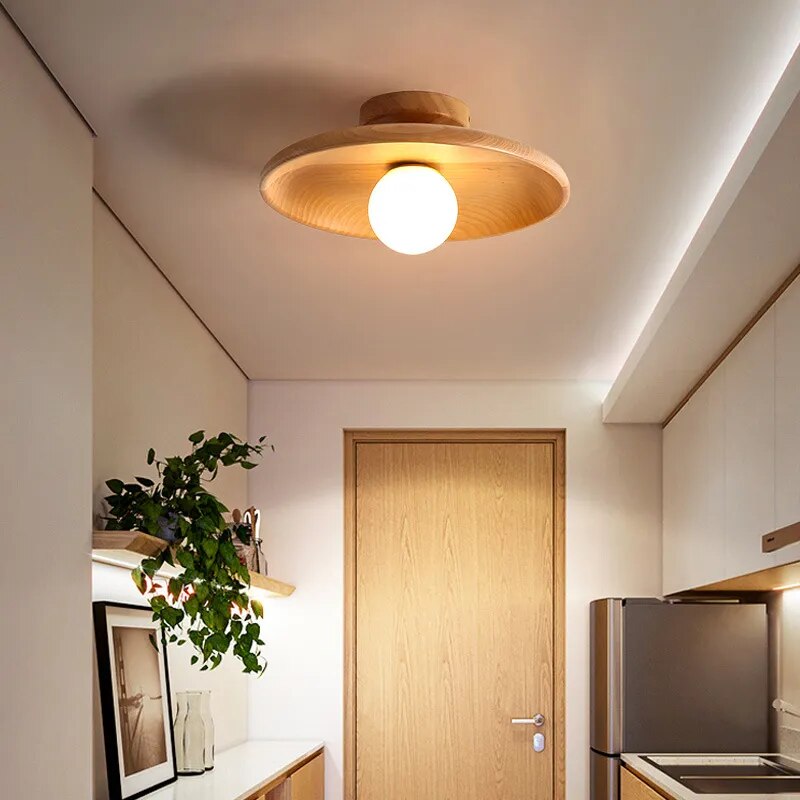 Lustre de teto LED de madeira moderno