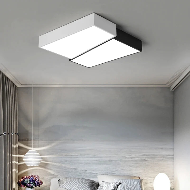 Plafon LED quadrado preto e branco