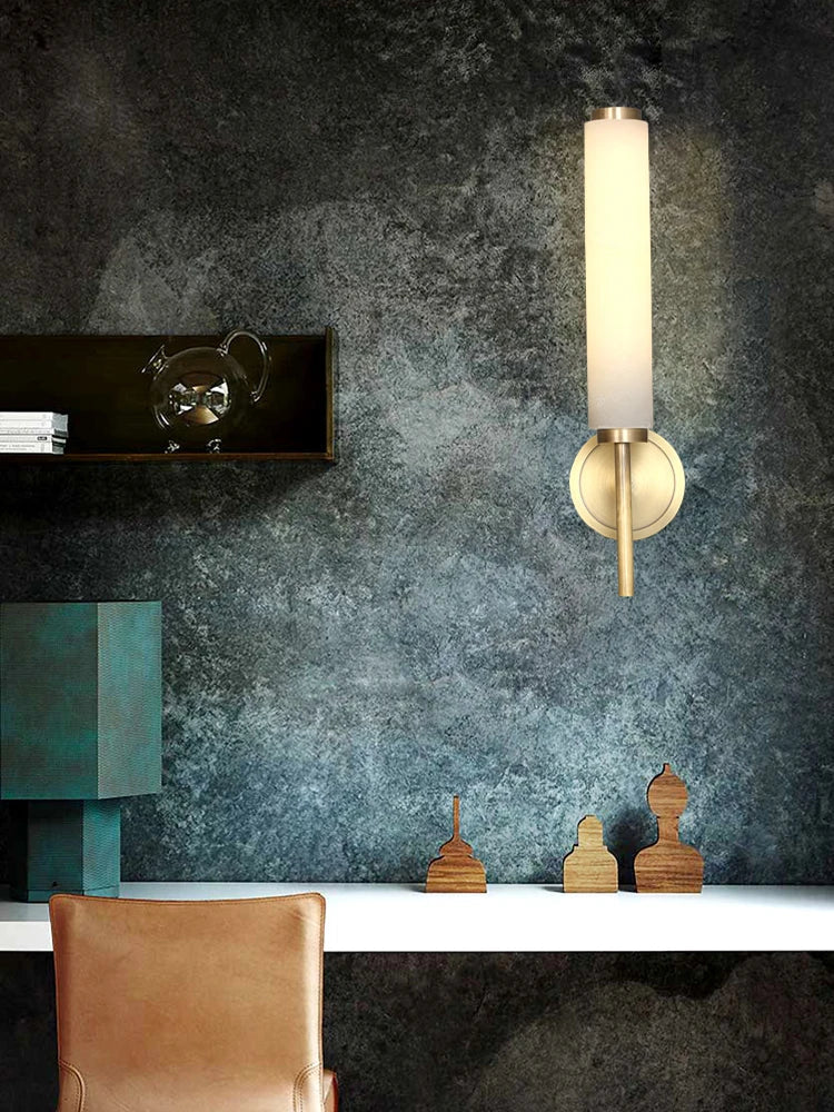 Aplique de parede de mármore de cobre decoração criativa de interiores de quarto