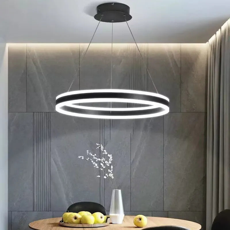 lustre de design com moderno anel LED regulável