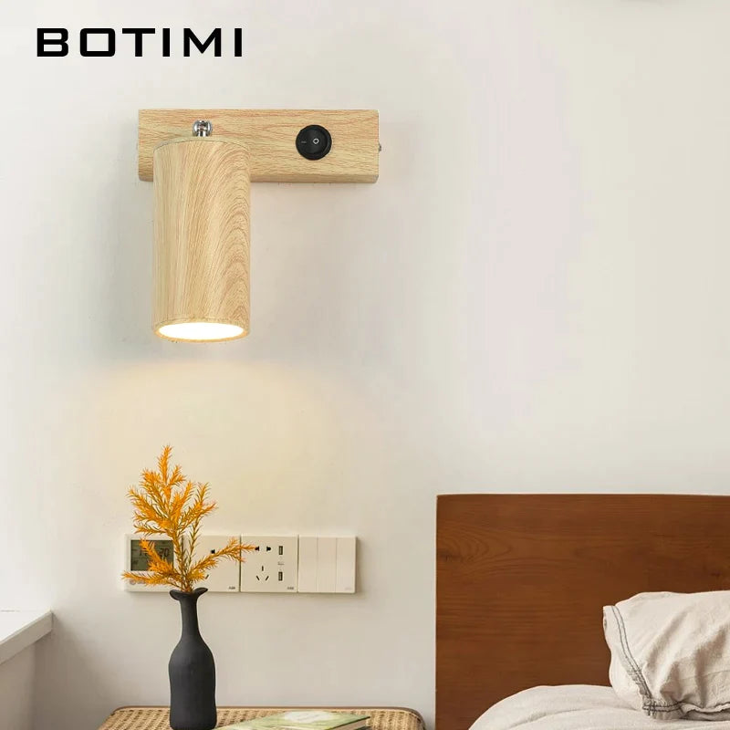 botimi lâmpada de parede de ferro boutique push cabeceira leituras nórdicas de madeira