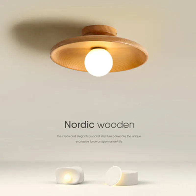 Lustre de teto LED de madeira moderno