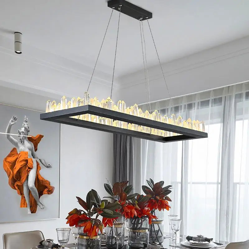 Plafon LED de cristal preto e branco com design moderno