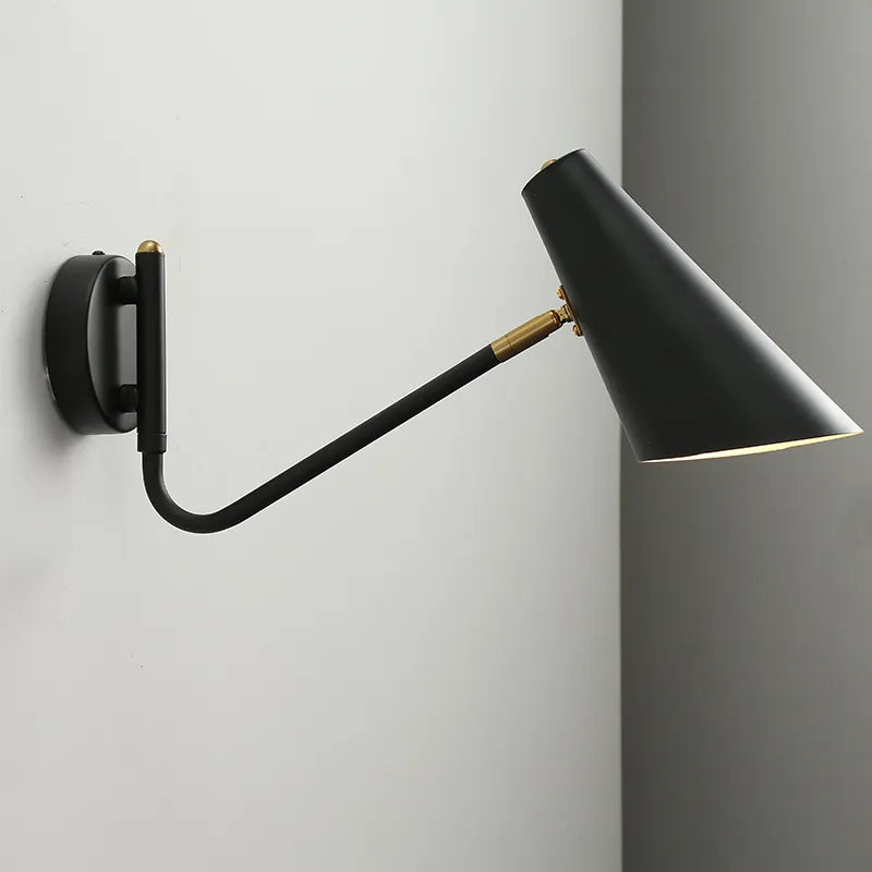 Aplique de parede ajustável vintage flexível interruptor led preto/dourado