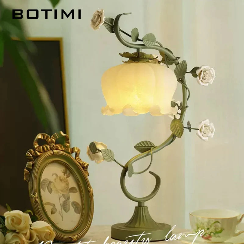 retro candeeiro de mesa vidro decorativo flor casa