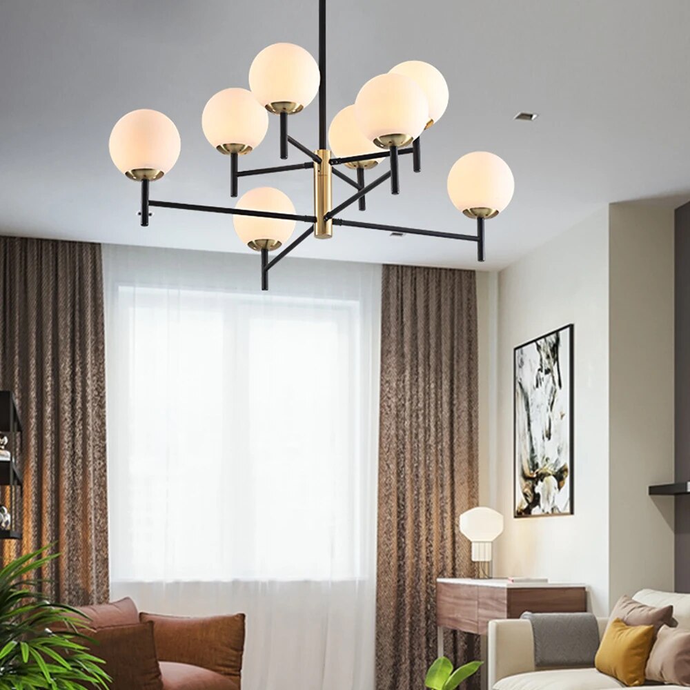 Lustre preto moderno iluminação LED suspensão de decoração para casa