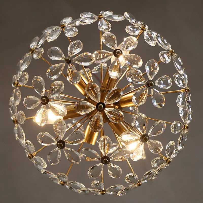 lustre de teto retrô flor cristal led decoração de luxo