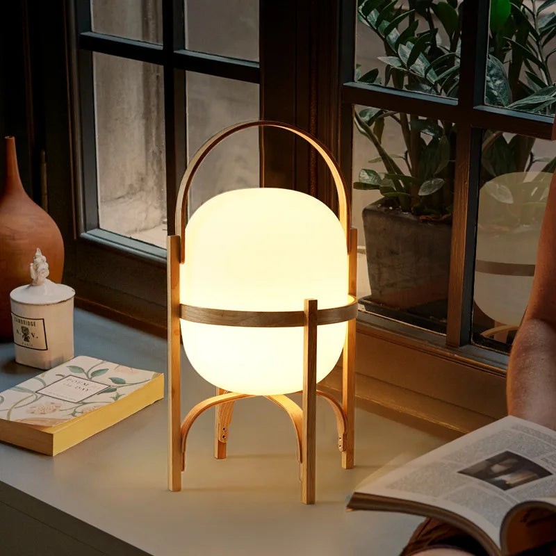 Luminária de chão de madeira moderna, mesa de iluminação artística, sala de estar, quarto de estudo, portátil