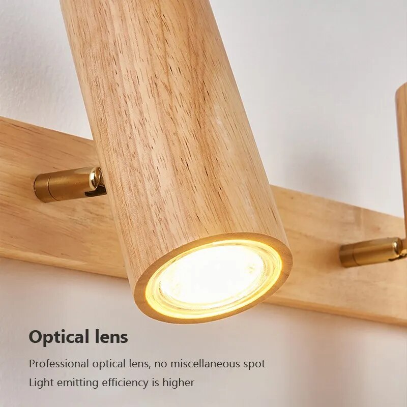 Arandela LED nórdica de madeira ajustável para estudo