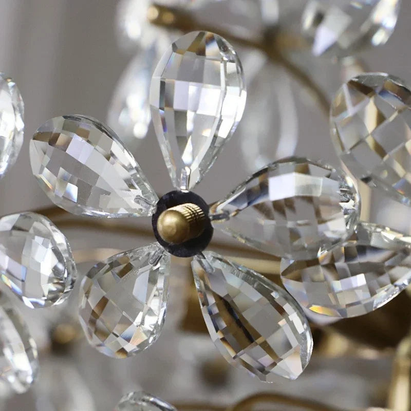 lustre de teto retrô flor cristal led decoração de luxo