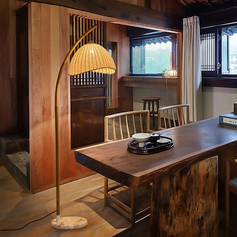 Foyer wabi sabi lona tons lâmpada de assoalho led nordic bambu design metal luminária nordic minimalismo sala estar lustre