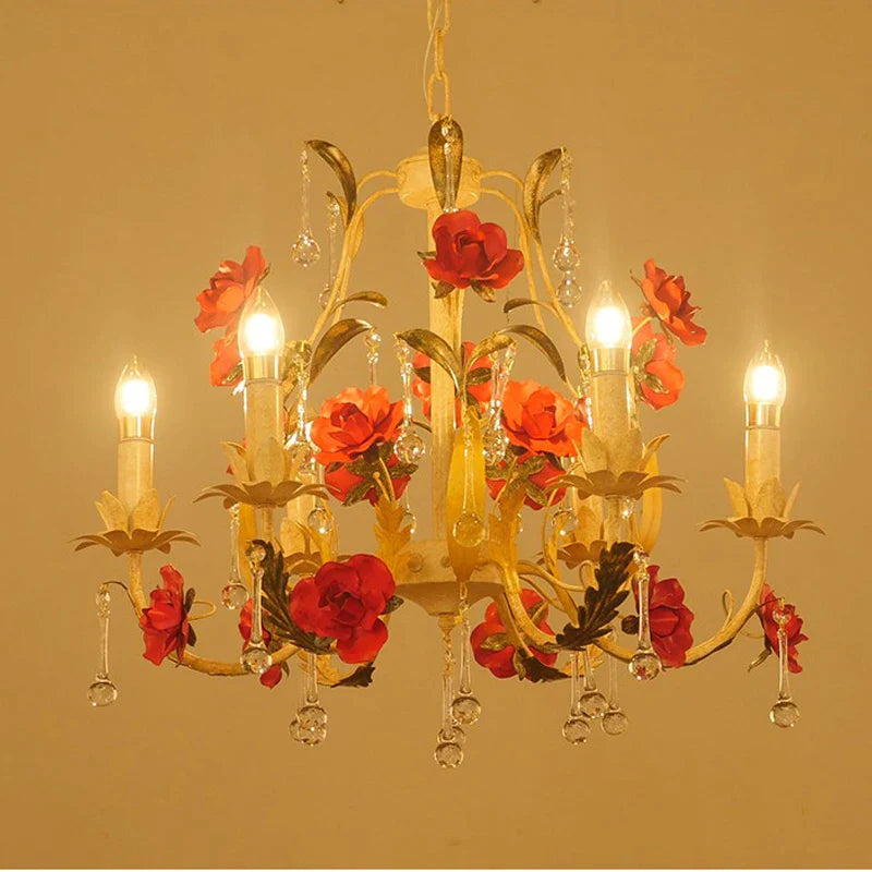 Candelabro de flores com lâmpadas de vela