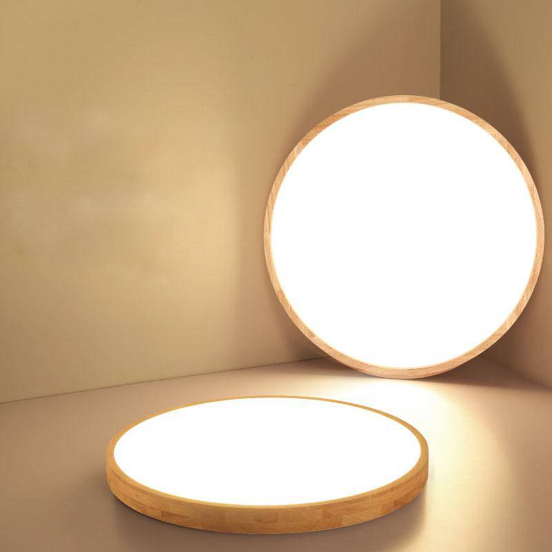 Plafon LED de madeira muito fino em formato redondo