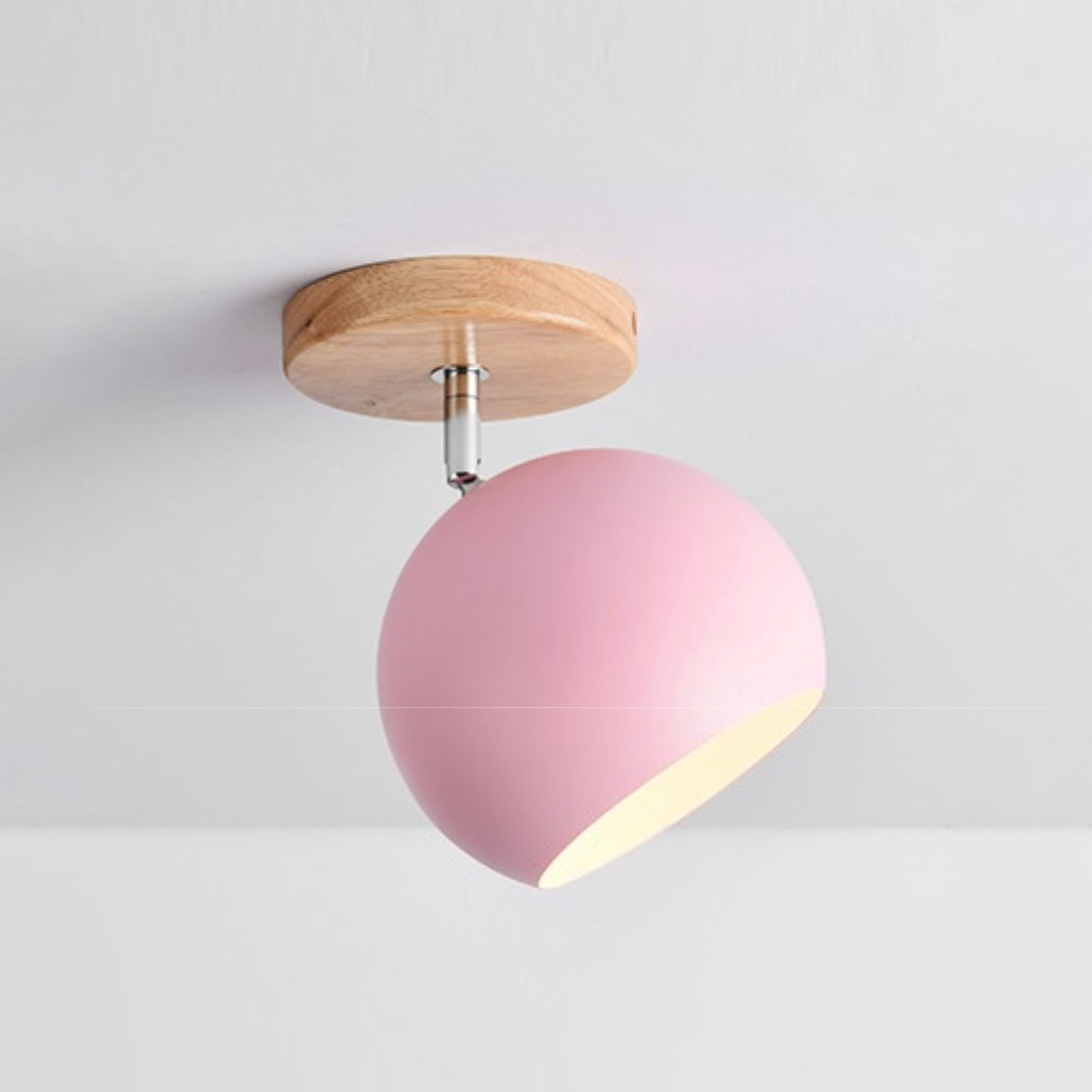 Aplique LED em madeira e bola de metal colorida ajustável