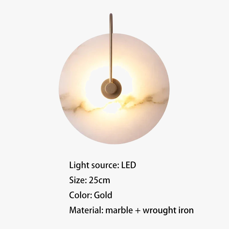 Aplique LED moderno e luxuoso em mármore preto dourado