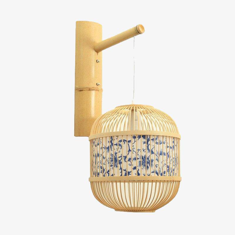 Aplique de parede suspenso de bambu estilo japonês vintage