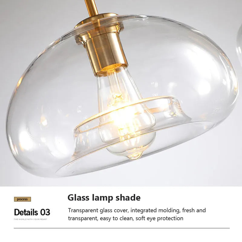 Lustre industrial LED de vidro pendente