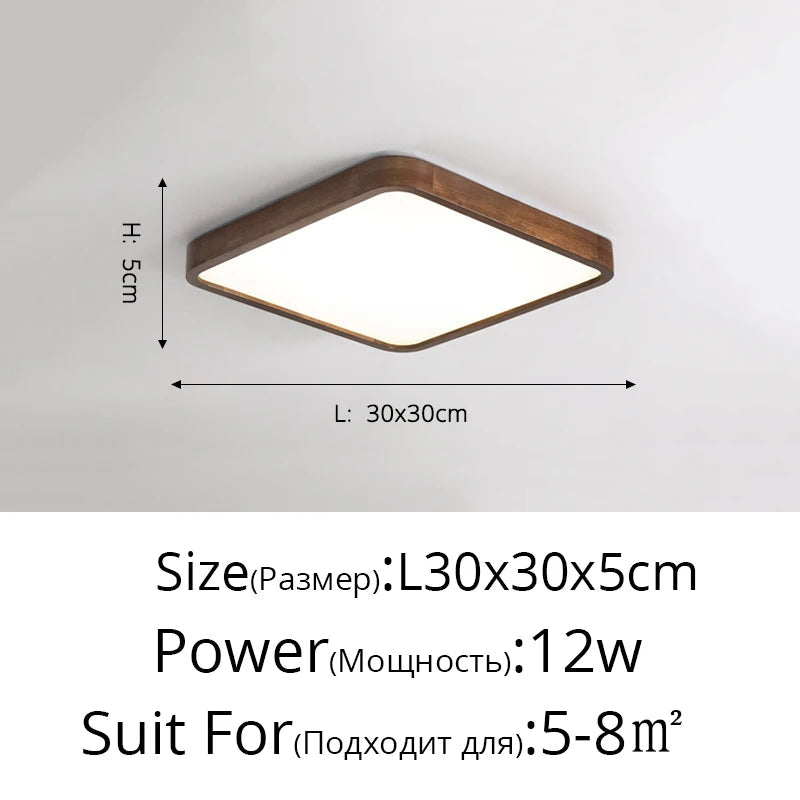 Plafon LED moderno de madeira maciça