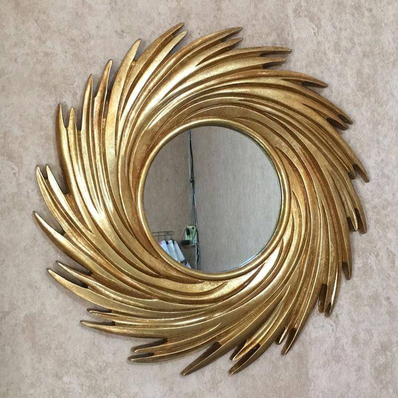 Espelho decorativo de parede em espiral redondo com pente