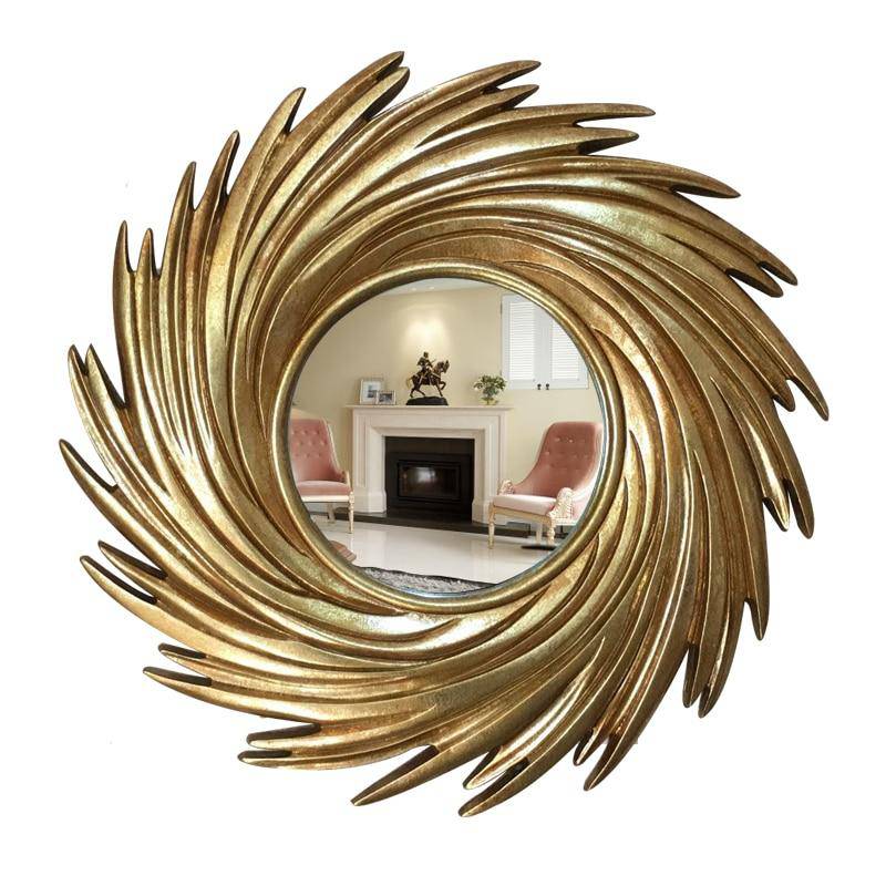 Espelho decorativo de parede em espiral redondo com pente