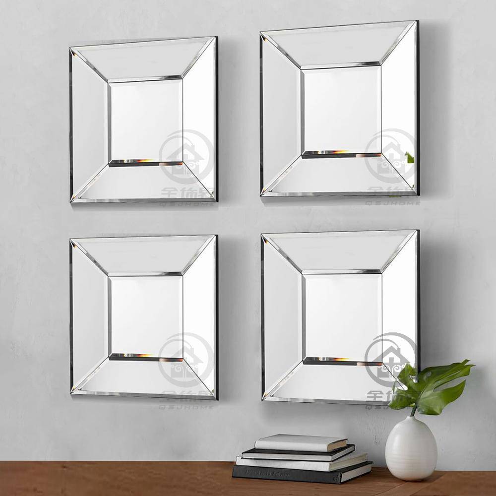 Espelho de parede quadrado com design 3D criativo