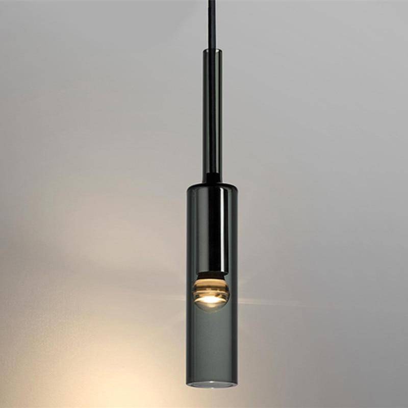 Aplique de design com lâmpada cilíndrica em vidro fumê suspenso Loft