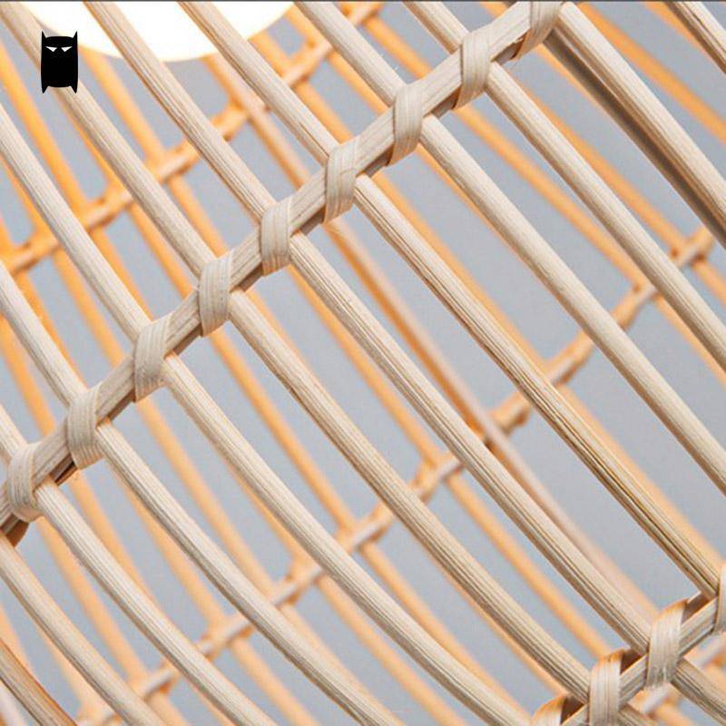 Luminária pendente de bambu de design arredondado em rattan