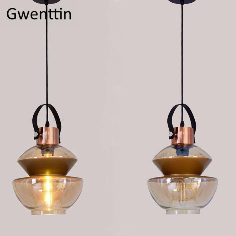 Luminária pendente LED de design em formatos de vidro industrial