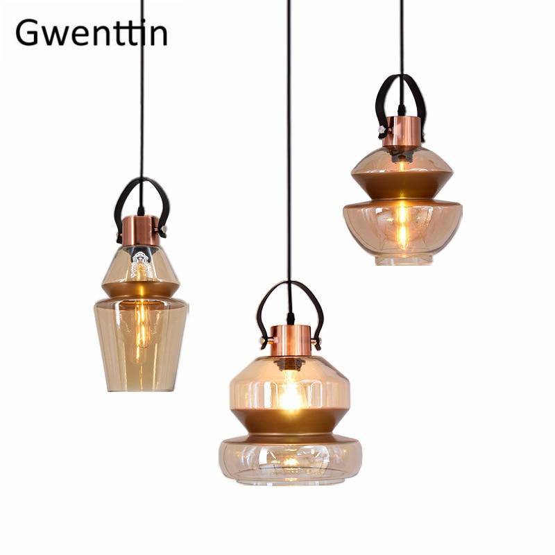 Luminária pendente LED de design em formatos de vidro industrial