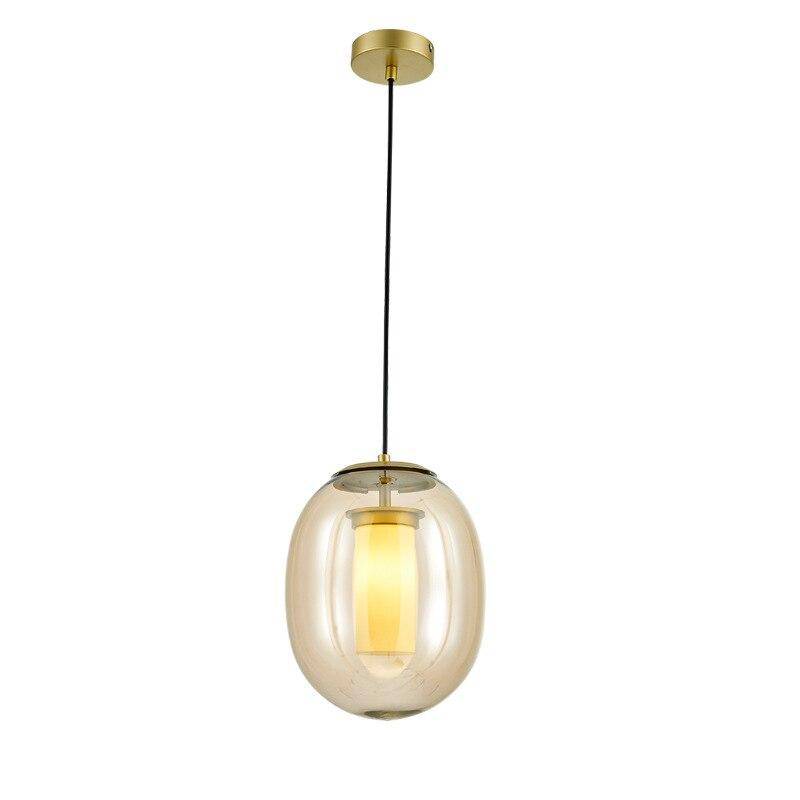 Luminária pendente LED com design de bolha em vidro fumê