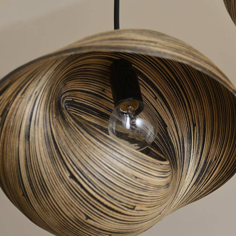 Luminária pendente com design de concha de bambu