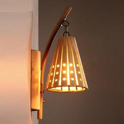 Aplique LED de bambu estilo vintage