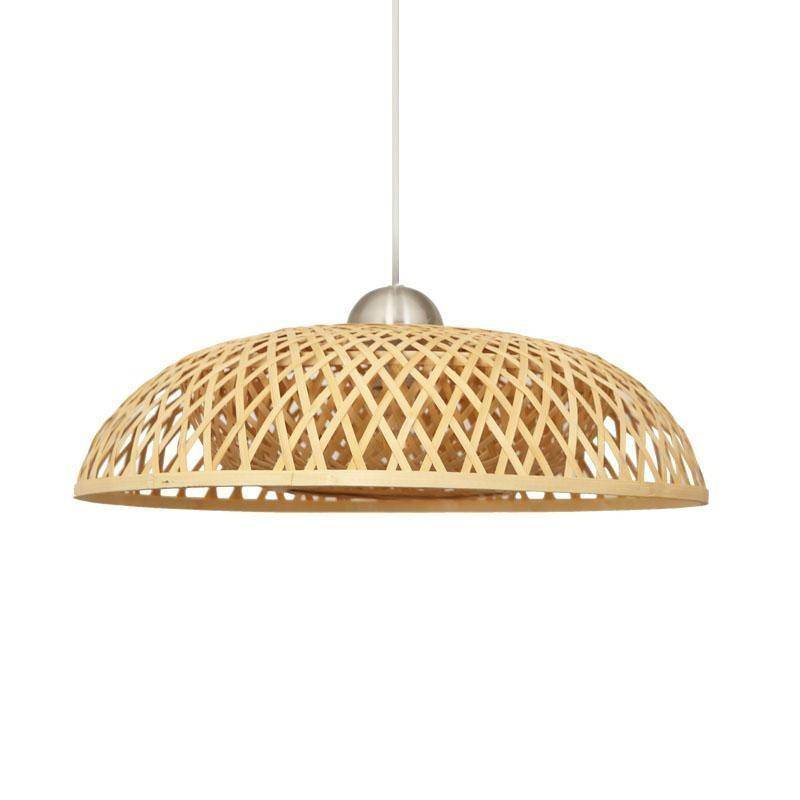 Luminária pendente de bambu com design de vime