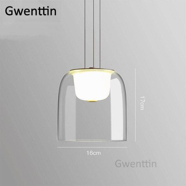 Luminária pendente LED de vidro em vários formatos arredondados de design