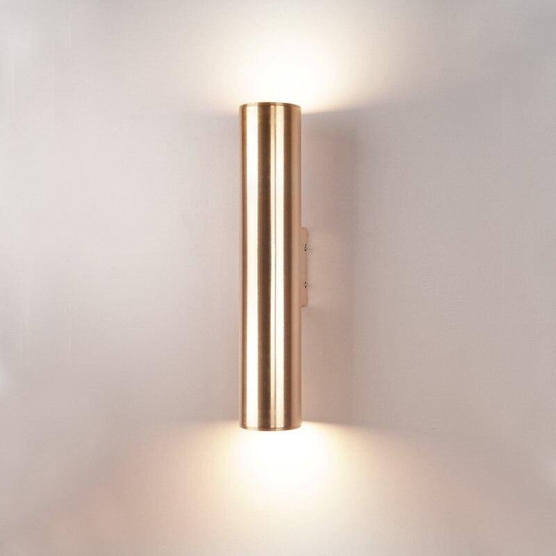 Arandela LED de tubo cilíndrico dourado de design