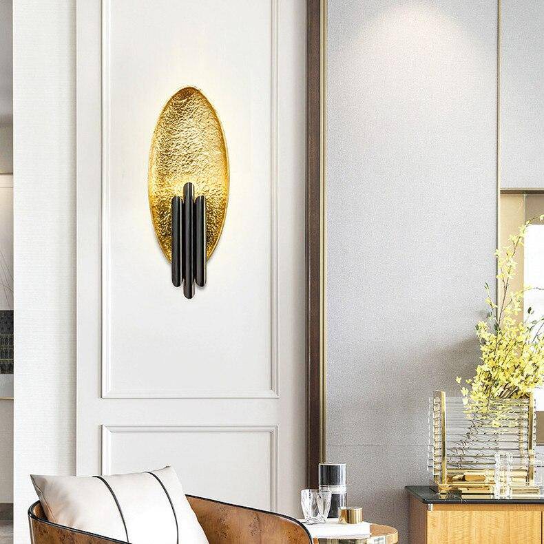 Candeeiro de parede com design de concha oval e candeeiros Shell cilíndricos dourados
