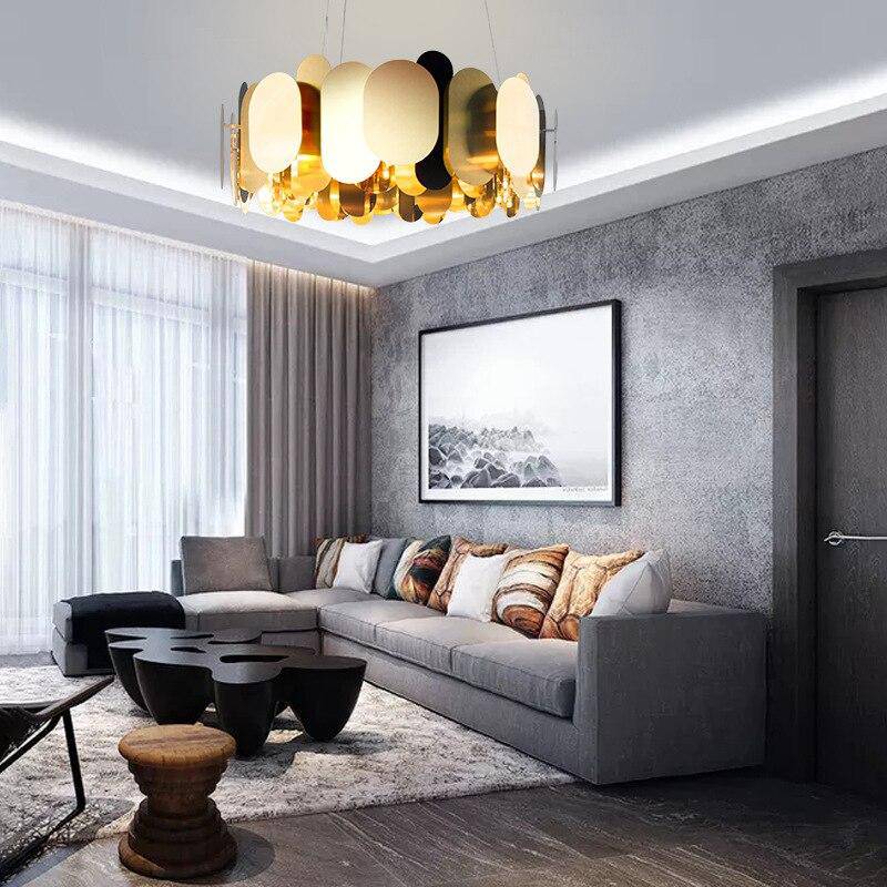Lustre moderno de design cromado com placas redondas e planas Villa