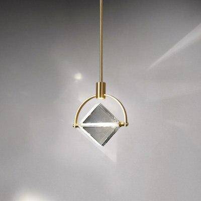 Luminária pendente LED de design com redondo dourado e cristal de vidro luxuoso