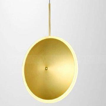 Luminária pendente LED de disco dourado de design