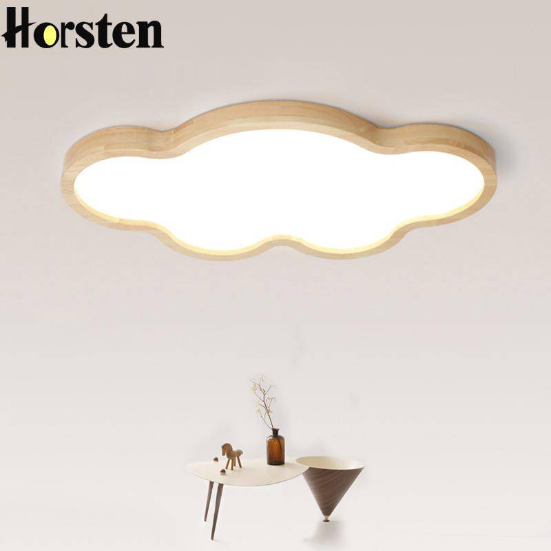 Plafon LED de madeira em forma de nuvem