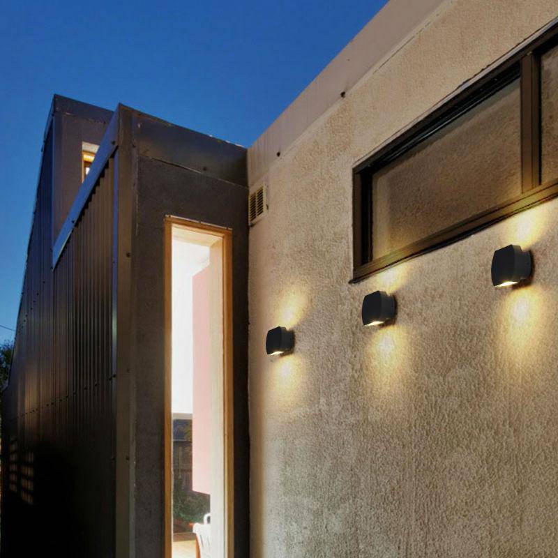 Arandela moderna LED de alumínio arredondado para exterior