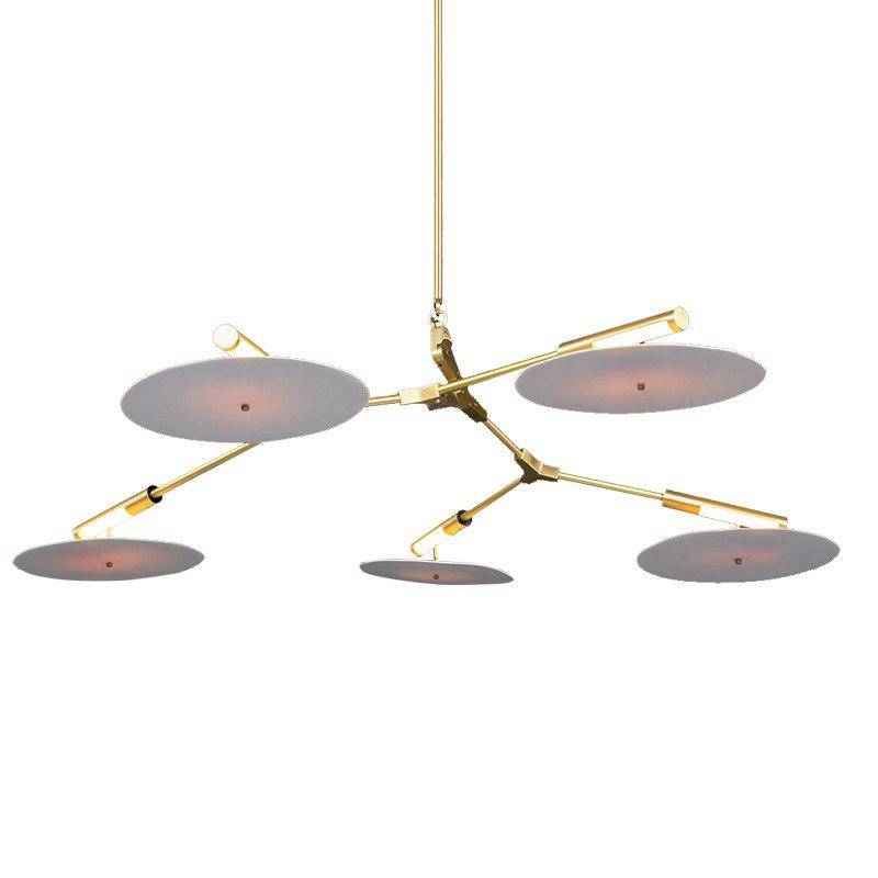Lustre LED de design com ramos dourados ou pretos e círculos de estilo