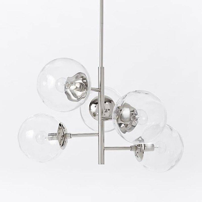 Lustre de design com bolhas de vidro e galhos cromados Bubble