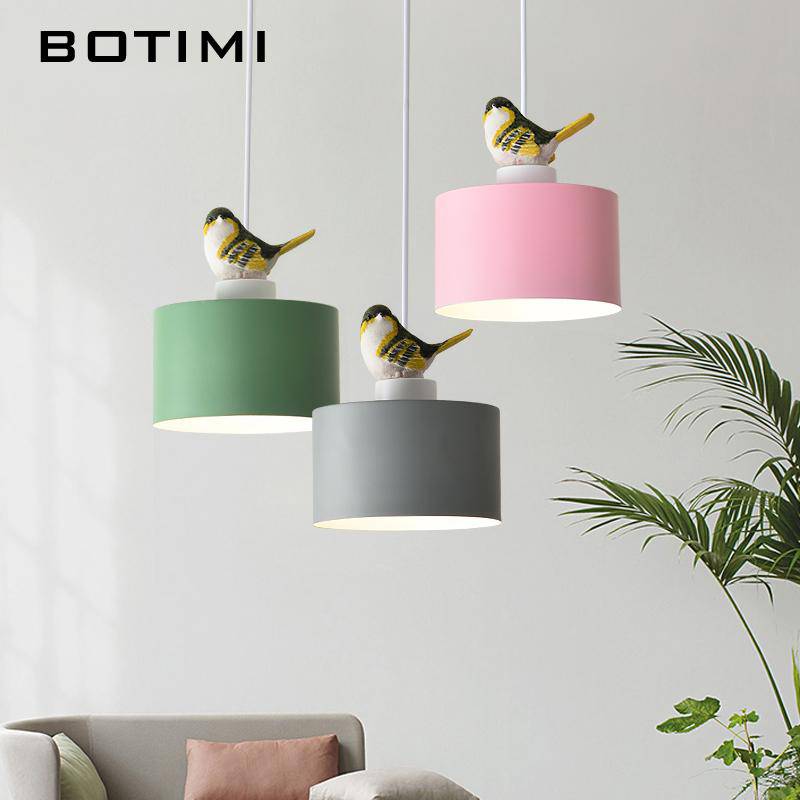 Luminária pendente LED colorida de design com pássaro Botimi